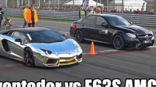 مسابقه ماشین مرسدس بنز AMG E63S و خودرو فراری F12 لامبورگینی اونتادور