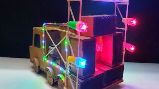 ساخت چراغ LED بلندگو بلوتوثی در خانه با کامیون مقوایی