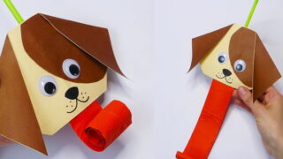 ساخت کاردستی کاغذی اسباب بازی سگ متحرک خنده