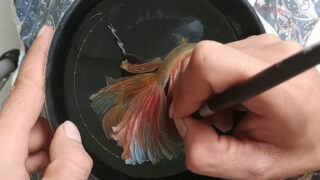هنر نقاشی سه بعدی رزین اپوکسی ماهی قرمز سه بعدی