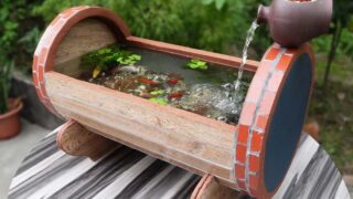 ساخت کاشی سرامیکی سیمان با آکواریوم آبشاری