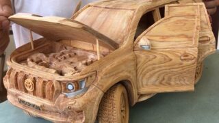ساخت ماکت ماشین تویوتا پرادو لندکروز 2020 با هنر نجاری چوب