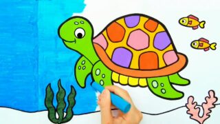 نقاشی لاکپشت بامزه کودکانه