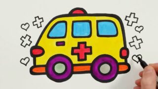 نقاشی ماشین آمبولانس کودکانه