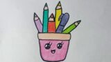 آموزش نقاشی جامدادی کودکانه | نقاشی لوازم التحریر برای بچه ها