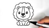 آموزش نقاشی شیر بامزه برای کودکان | کشیدن نقاشی شیر کودکانه!